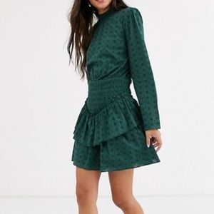 ASOS High Neck Mini Dress Green